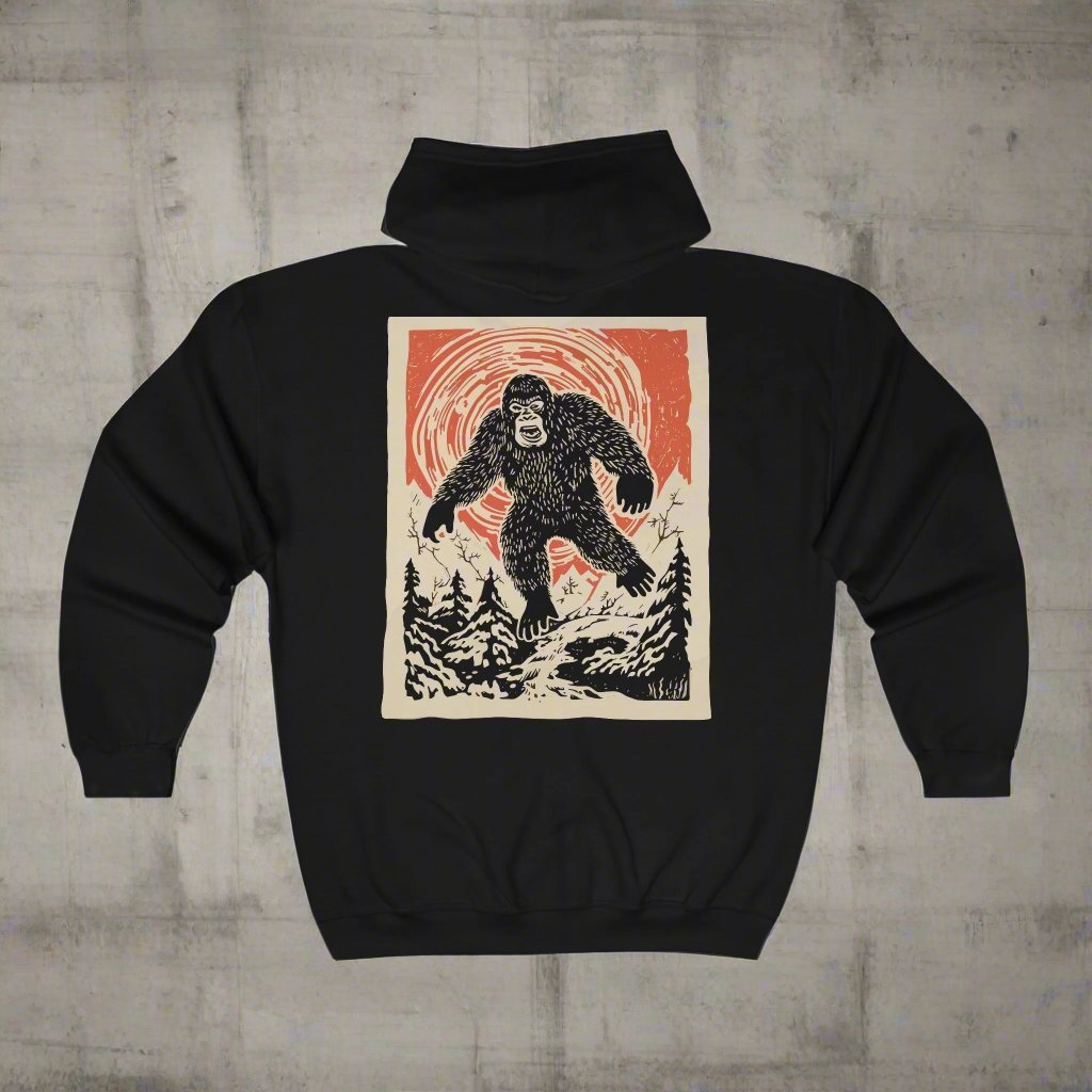 Hoodie - japanese bigfoot Full Zip Hooded Sweatshirt from Crypto Zoo Tees