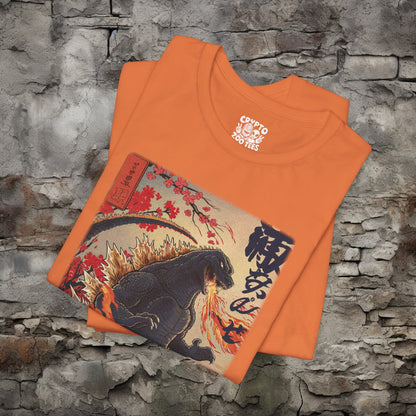 T-Shirt - Japanese Godzilla Woodblock Style Shirt | Bella + Canvas Shirt | Retro Horror from Crypto Zoo Tees