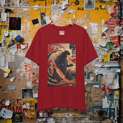 T-Shirt - Japanese Godzilla Woodblock Style Shirt | Bella + Canvas Shirt | Retro Horror from Crypto Zoo Tees