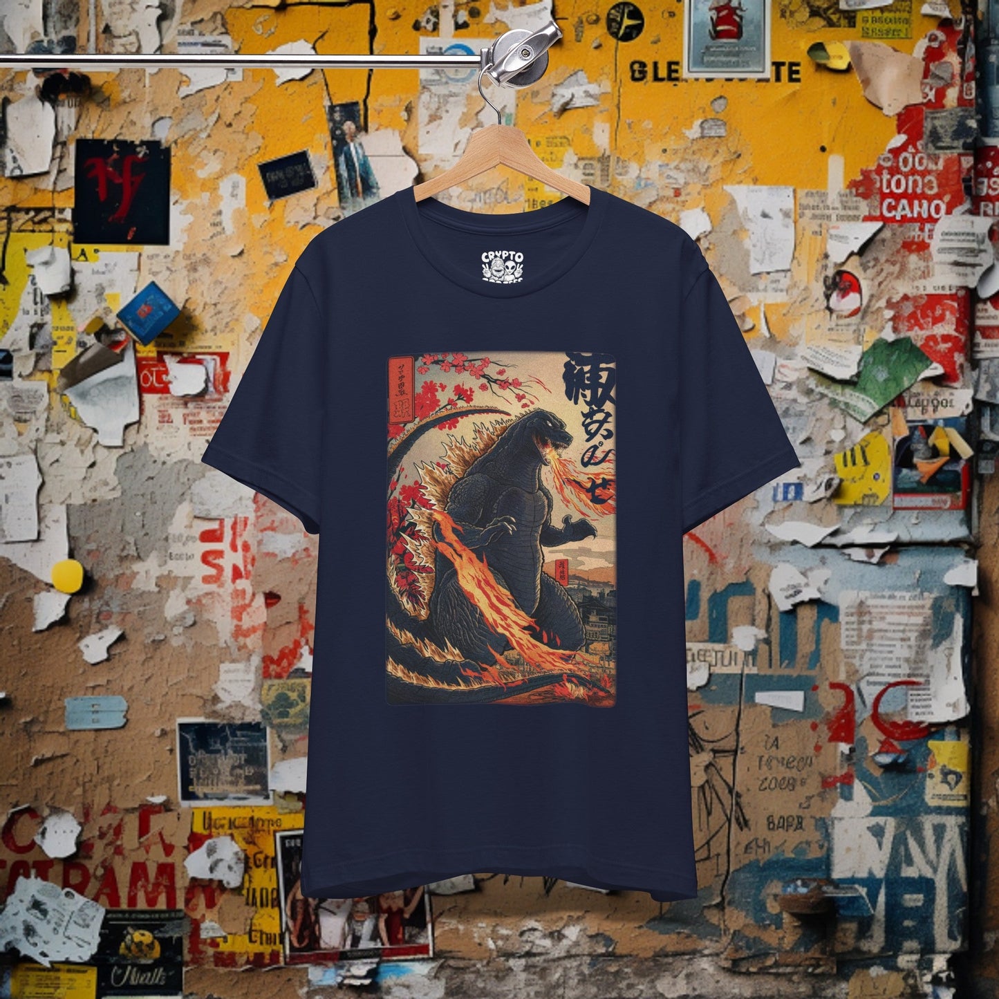 T-Shirt - Japanese Godzilla Woodblock Style Shirt | Bella + Canvas Shirt | Retro Horror from Crypto Zoo Tees