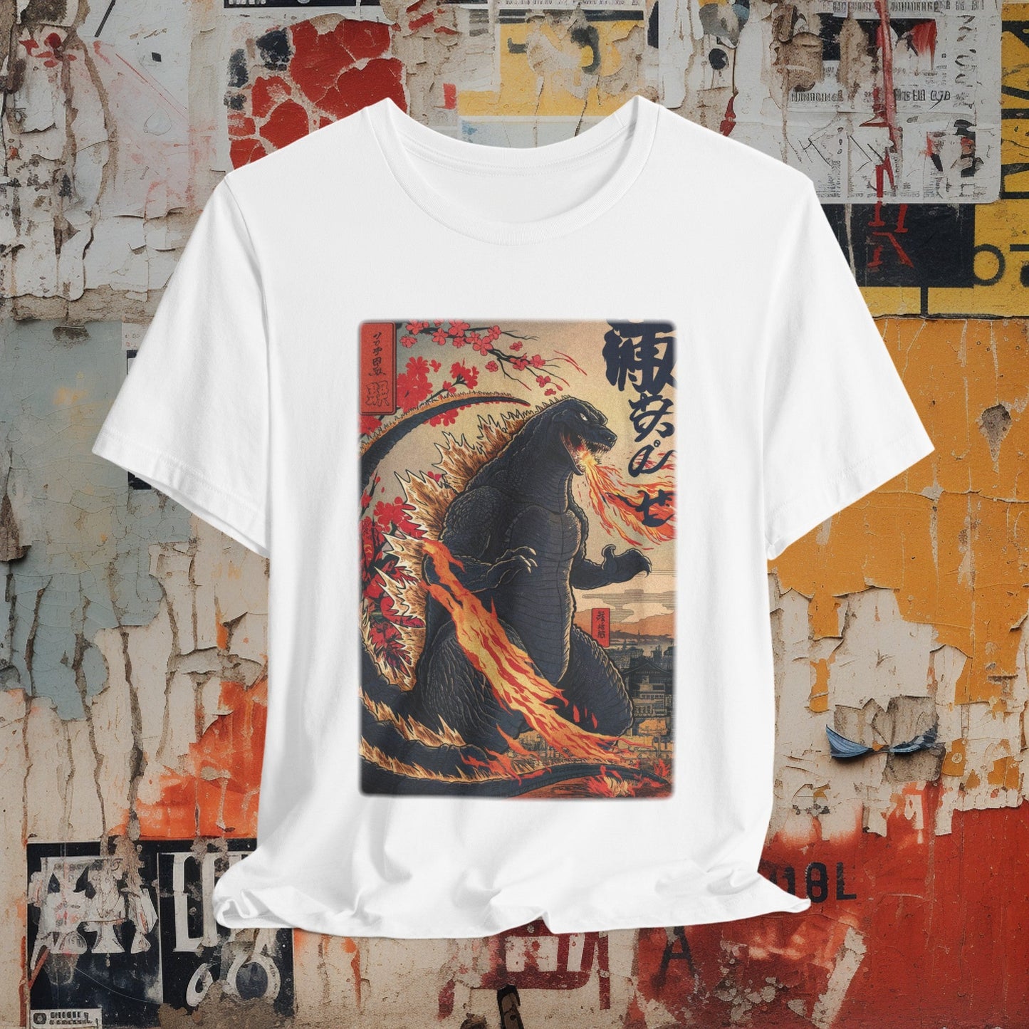 T-Shirt - Japanese Godzilla Woodblock Style Shirt | Bella + Canvas Shirt | Retro Horror from Crypto Zoo Tees