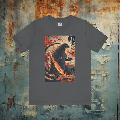 T-Shirt - Japanese Godzilla Woodblock Style Shirt | Bella + Canvas Shirt | Retro Horror from Crypto Zoo Tees