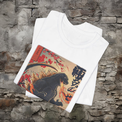 T-Shirt - Japanese Godzilla Woodblock Style Shirt | Bella + Canvas Shirt | Retro Horror from Crypto Zoo Tees