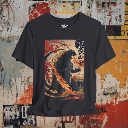 T-Shirt - Japanese Godzilla Woodblock Style Shirt | Bella + Canvas Shirt | Retro Horror from Crypto Zoo Tees