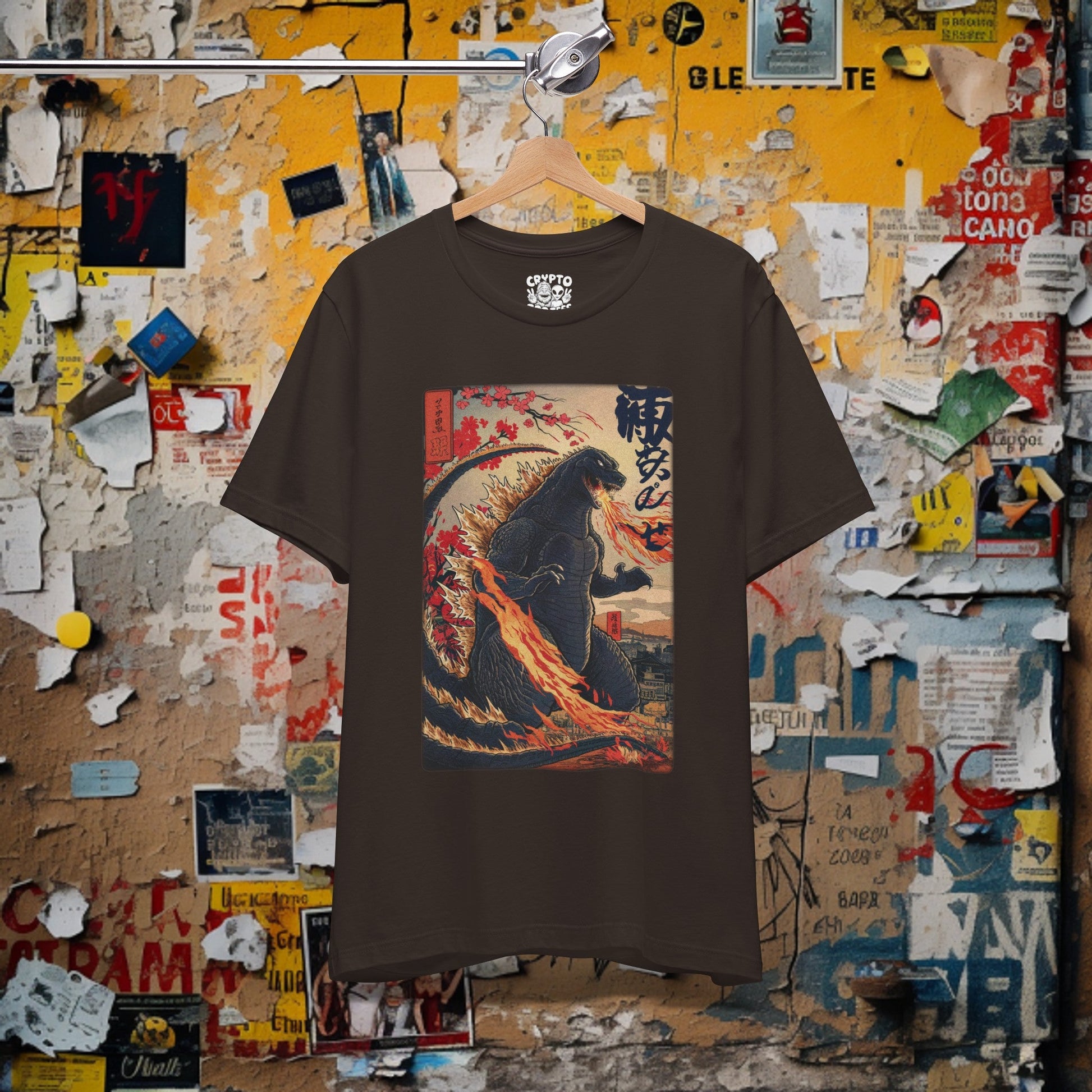 T-Shirt - Japanese Godzilla Woodblock Style Shirt | Bella + Canvas Shirt | Retro Horror from Crypto Zoo Tees