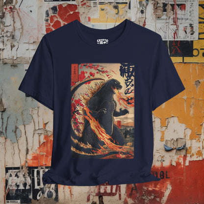 T-Shirt - Japanese Godzilla Woodblock Style Shirt | Bella + Canvas Shirt | Retro Horror from Crypto Zoo Tees