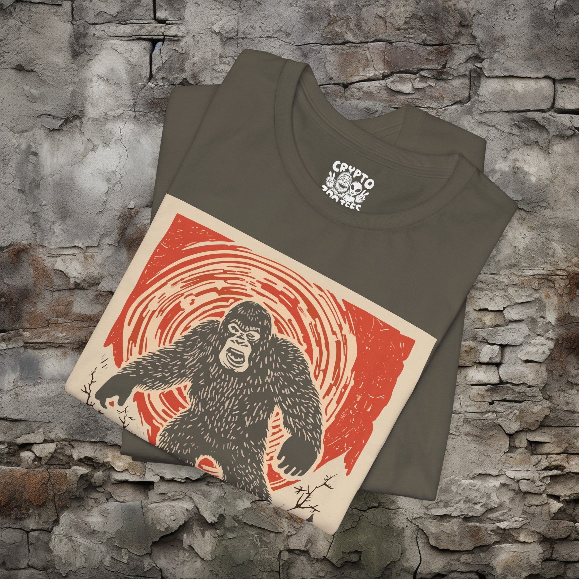 T-Shirt - Japanese Woodblock Bigfoot T-shirt | Bella + Canvas Unisex T-shirt from Crypto Zoo Tees