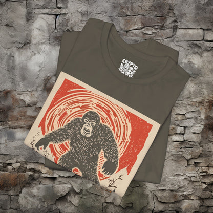 T-Shirt - Japanese Woodblock Bigfoot T-shirt | Bella + Canvas Unisex T-shirt from Crypto Zoo Tees