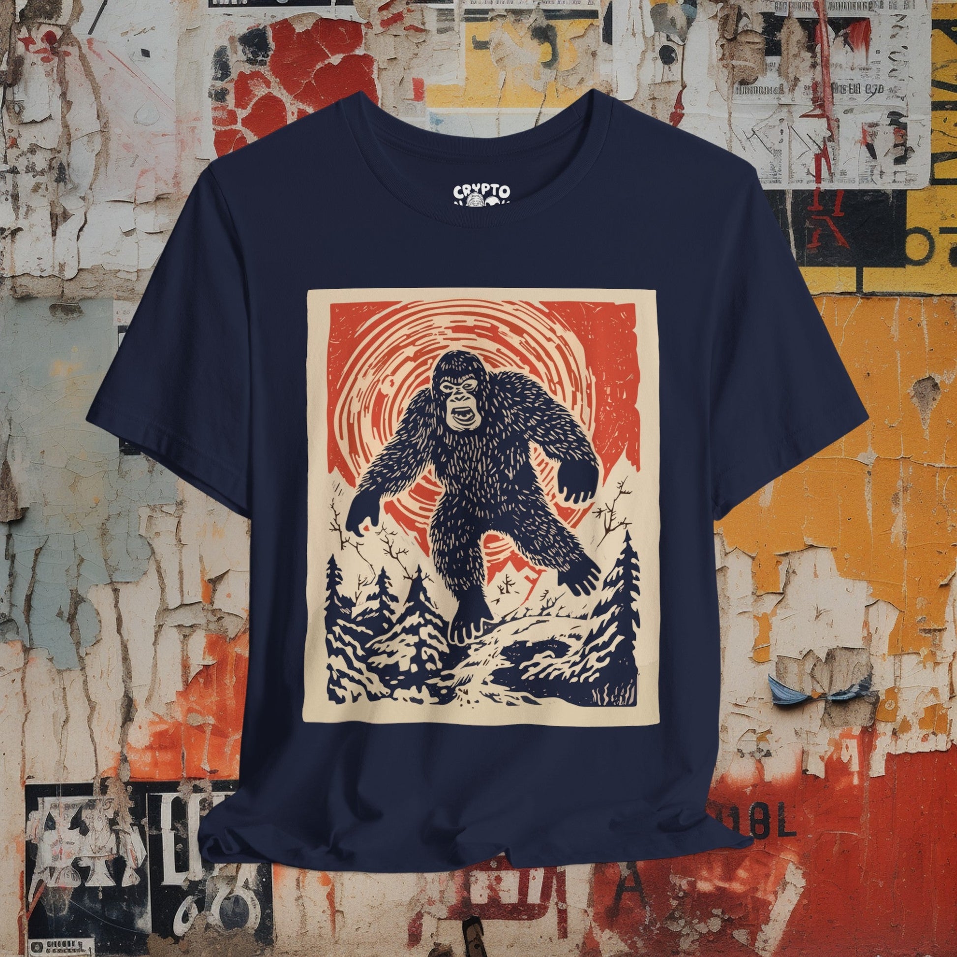 T-Shirt - Japanese Woodblock Bigfoot T-shirt | Bella + Canvas Unisex T-shirt from Crypto Zoo Tees