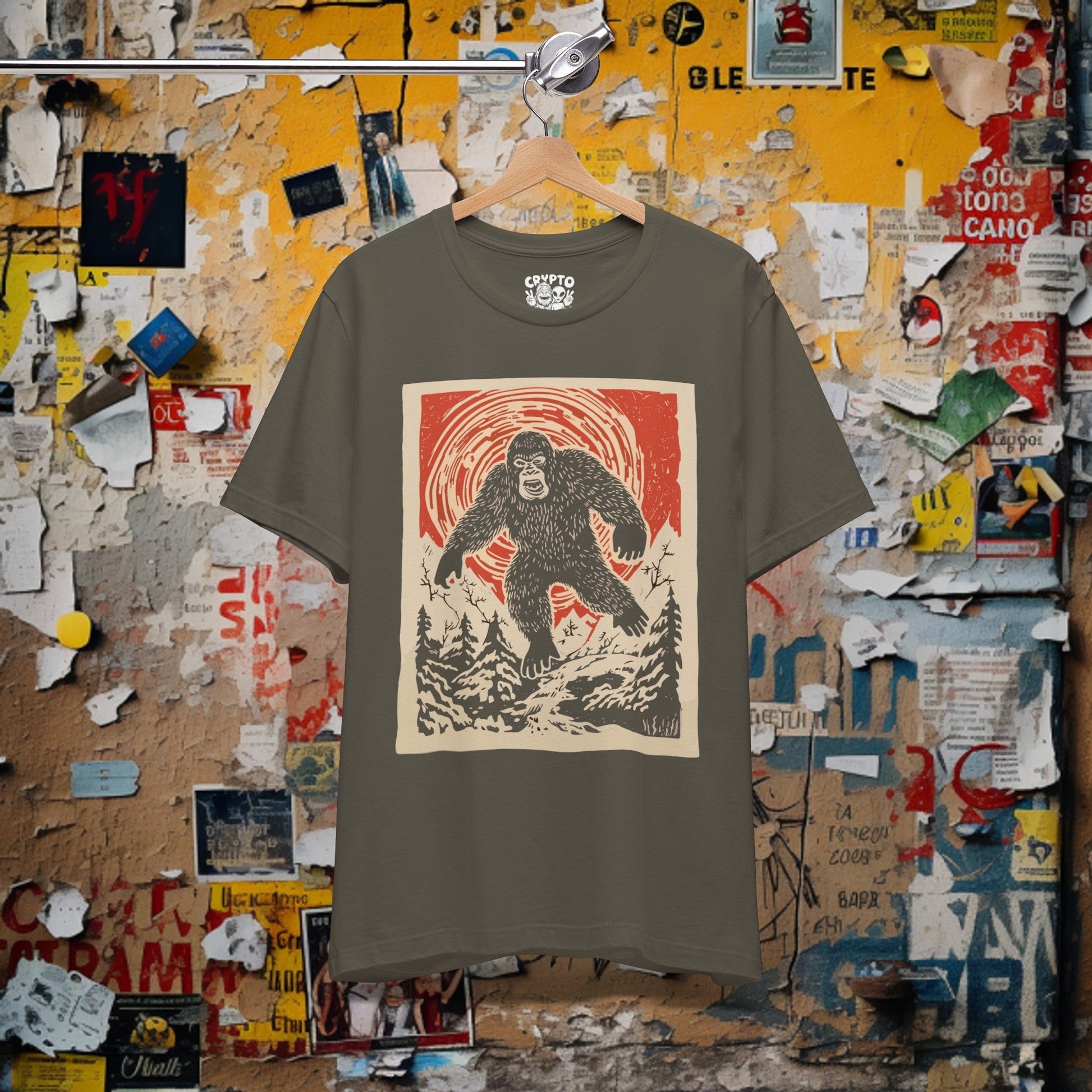 T-Shirt - Japanese Woodblock Bigfoot T-shirt | Bella + Canvas Unisex T-shirt from Crypto Zoo Tees