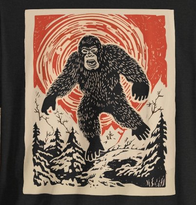 T-Shirt - Japanese Woodblock Bigfoot T-shirt | Bella + Canvas Unisex T-shirt from Crypto Zoo Tees