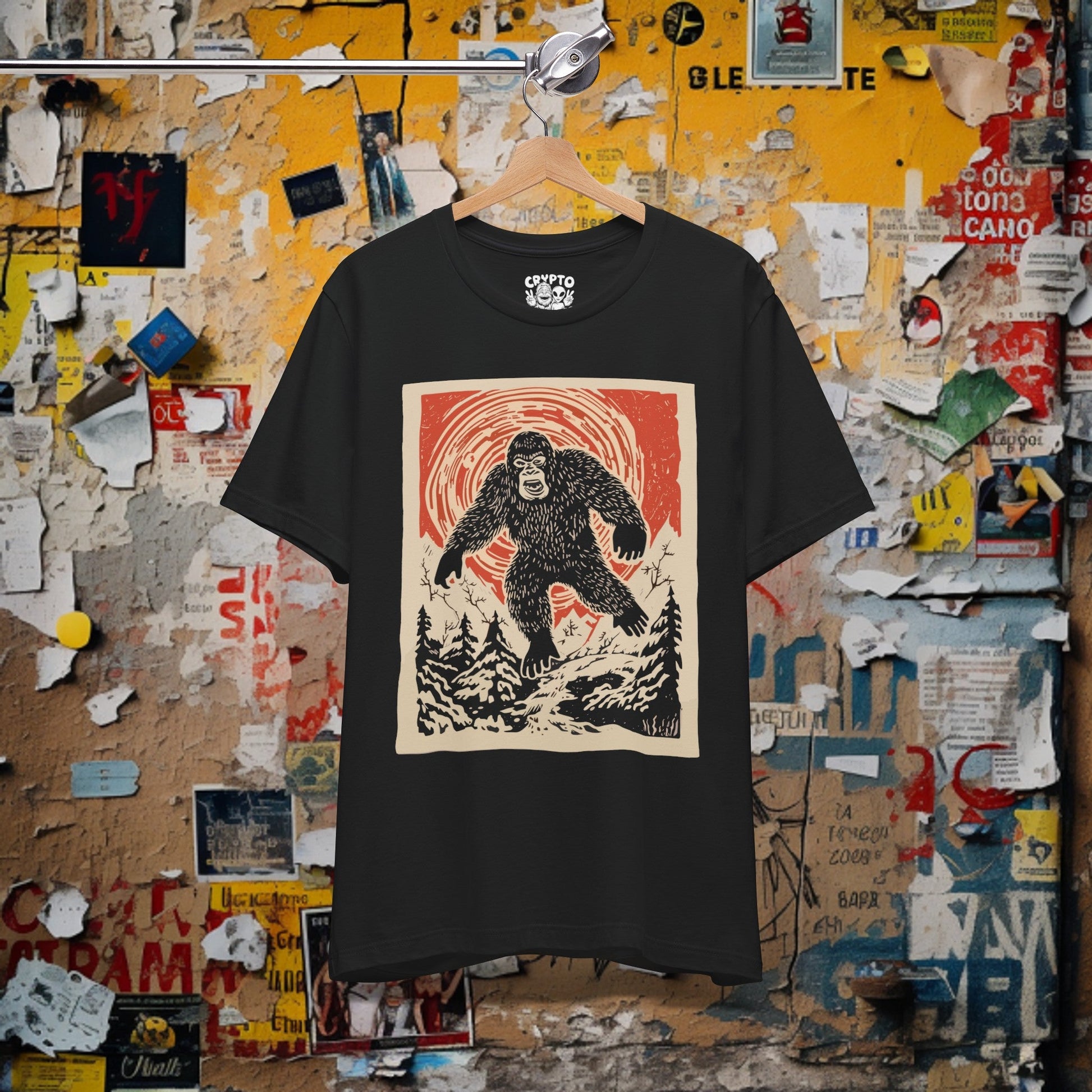 T-Shirt - Japanese Woodblock Bigfoot T-shirt | Bella + Canvas Unisex T-shirt from Crypto Zoo Tees