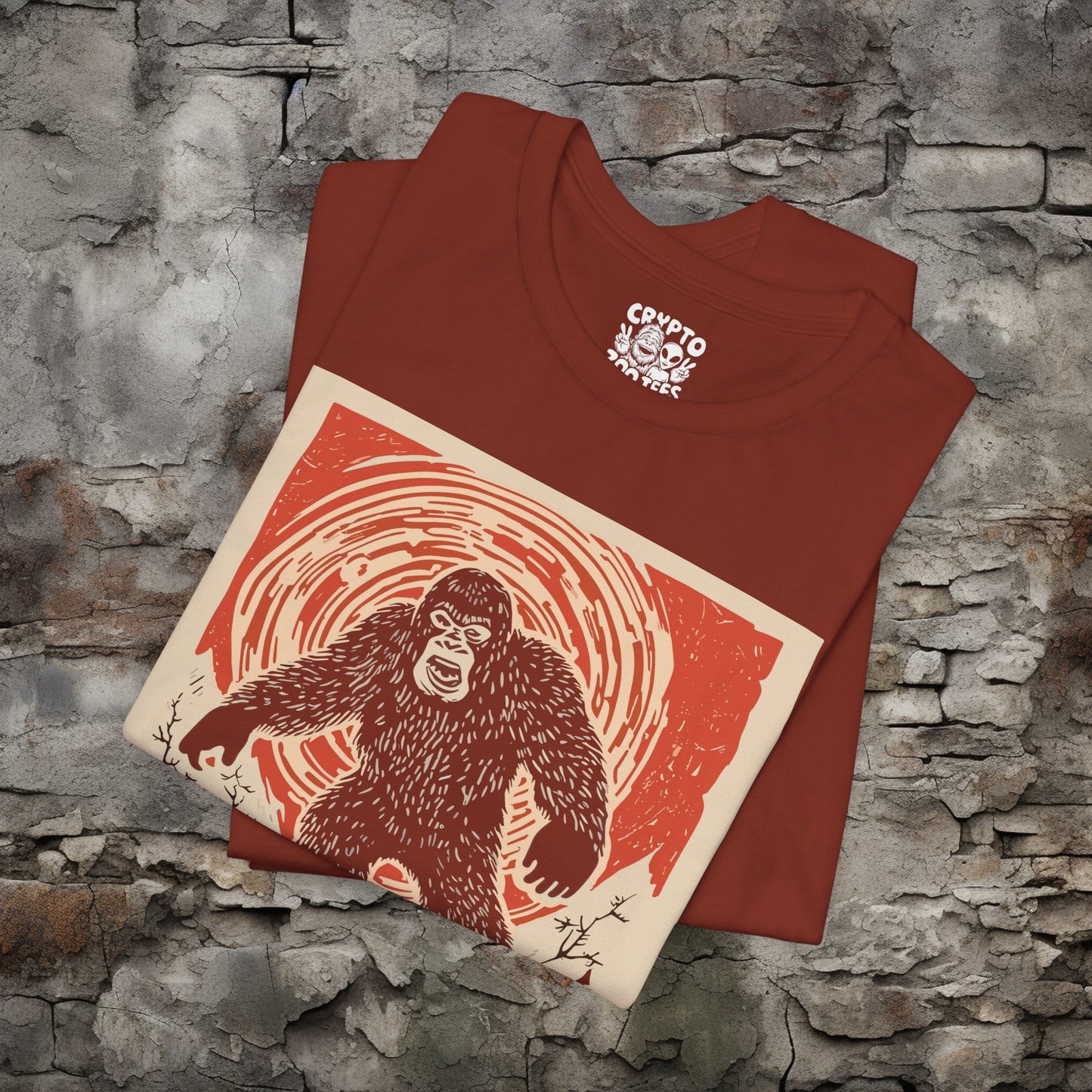 T-Shirt - Japanese Woodblock Bigfoot T-shirt | Bella + Canvas Unisex T-shirt from Crypto Zoo Tees