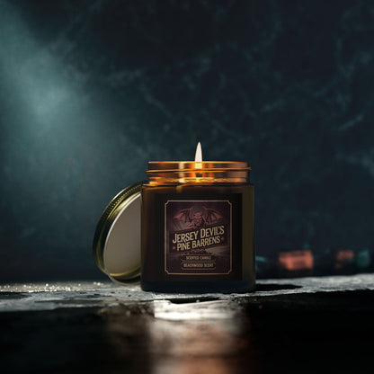 Home Decor - Jersey Devil's Pine Barrens Candle - Beachwood Scented Cryptid Candle from Crypto Zoo Tees