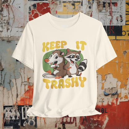 T-Shirt - Keep It Trashy Racoon and Oppossum | Unisex Bella+Canvas T-shirt | Funny Tee | Multiple Colors! from Crypto Zoo Tees