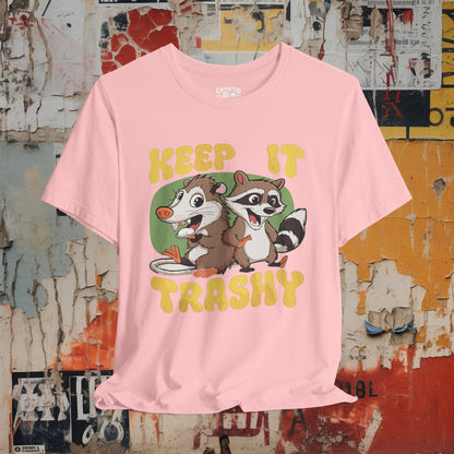 T-Shirt - Keep It Trashy Racoon and Oppossum | Unisex Bella+Canvas T-shirt | Funny Tee | Multiple Colors! from Crypto Zoo Tees