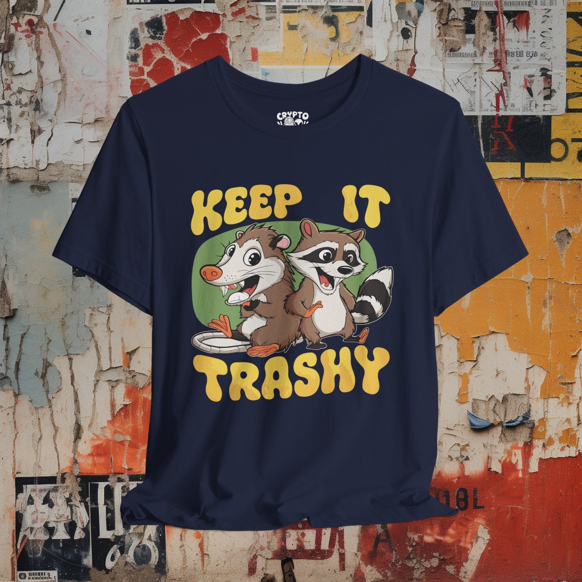 T-Shirt - Keep It Trashy Racoon and Oppossum | Unisex Bella+Canvas T-shirt | Funny Tee | Multiple Colors! from Crypto Zoo Tees