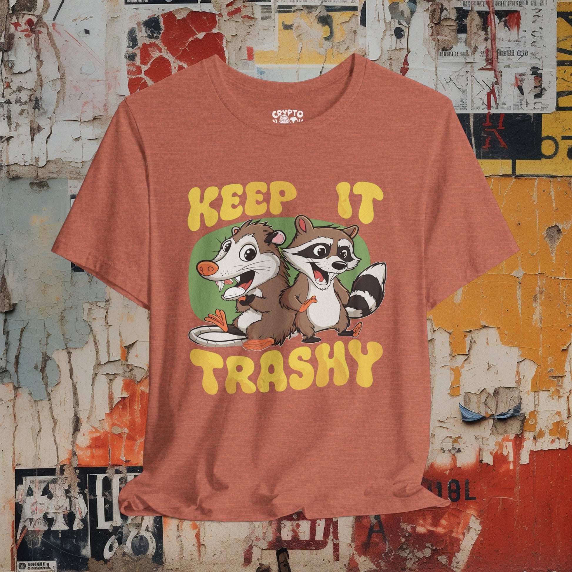 T-Shirt - Keep It Trashy Racoon and Oppossum | Unisex Bella+Canvas T-shirt | Funny Tee | Multiple Colors! from Crypto Zoo Tees