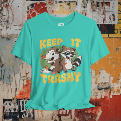 T-Shirt - Keep It Trashy Racoon and Oppossum | Unisex Bella+Canvas T-shirt | Funny Tee | Multiple Colors! from Crypto Zoo Tees