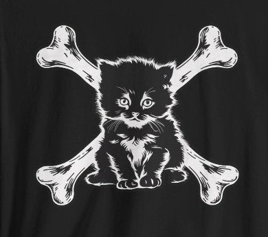 T-Shirt - Kitten and Crossbones Punk Cat Love Tee | Bella + Canvas Unisex T-shirt from Crypto Zoo Tees