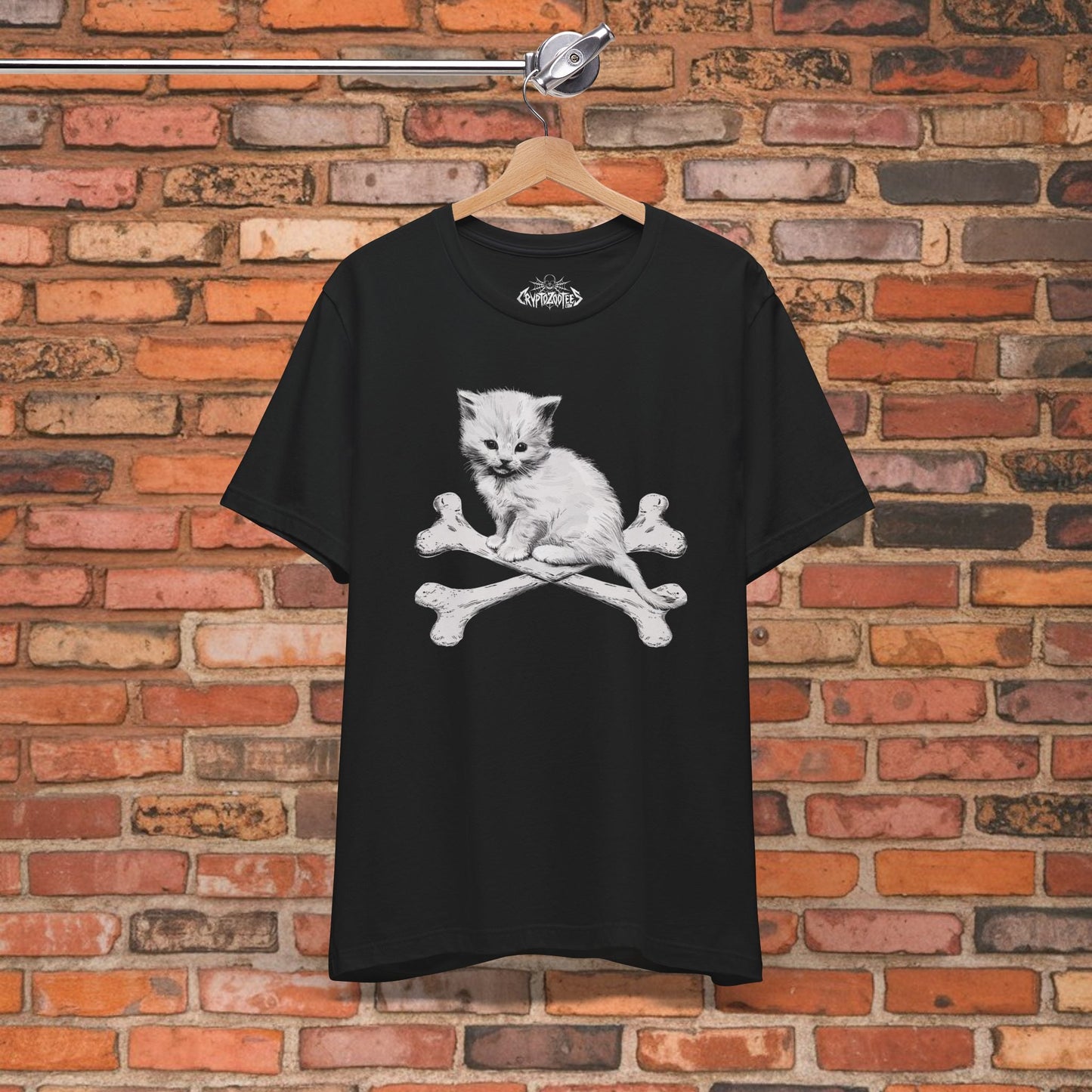 T-Shirt - Kitten and Crossbones T-Shirt | Unisex T-shirt | Cats, Goth | Goth from Crypto Zoo Tees