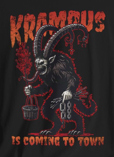 T-Shirt - Krampus is Coming to Town | Christmas Horror Tee | Bella + Canvas Unisex T-shirt from Crypto Zoo Tees