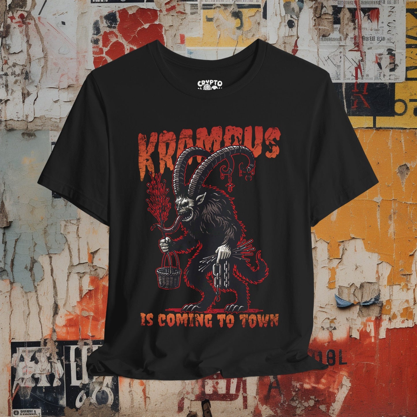 T-Shirt - Krampus is Coming to Town | Christmas Horror Tee | Bella + Canvas Unisex T-shirt from Crypto Zoo Tees