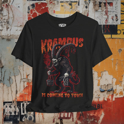 T-Shirt - Krampus is Coming to Town | Christmas Horror Tee | Bella + Canvas Unisex T-shirt from Crypto Zoo Tees