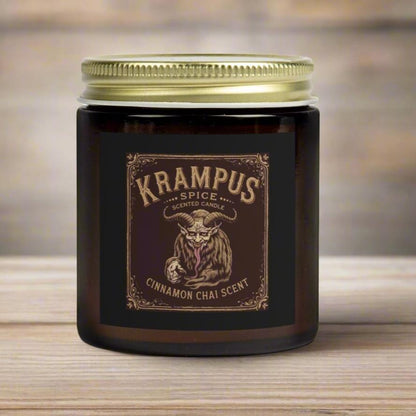 Home Decor - Krampus Spice Candle - Cinnamon Chai Scented Cryptid Christmas Candle from Crypto Zoo Tees