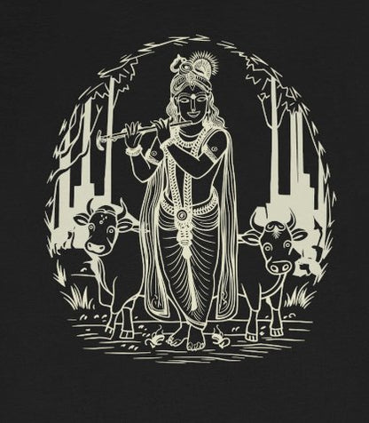 T-Shirt - Krishna with Flute and Sacred Cows - Many Colors - Hindu Hare Krishna - Soft Cotton T-shirt from Crypto Zoo Tees