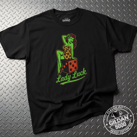 T-Shirt - Lady Luck Shirt | Unisex Heavy Cotton - Gildan 5000 | Retro & Vintage | Rockabilly from Crypto Zoo Tees