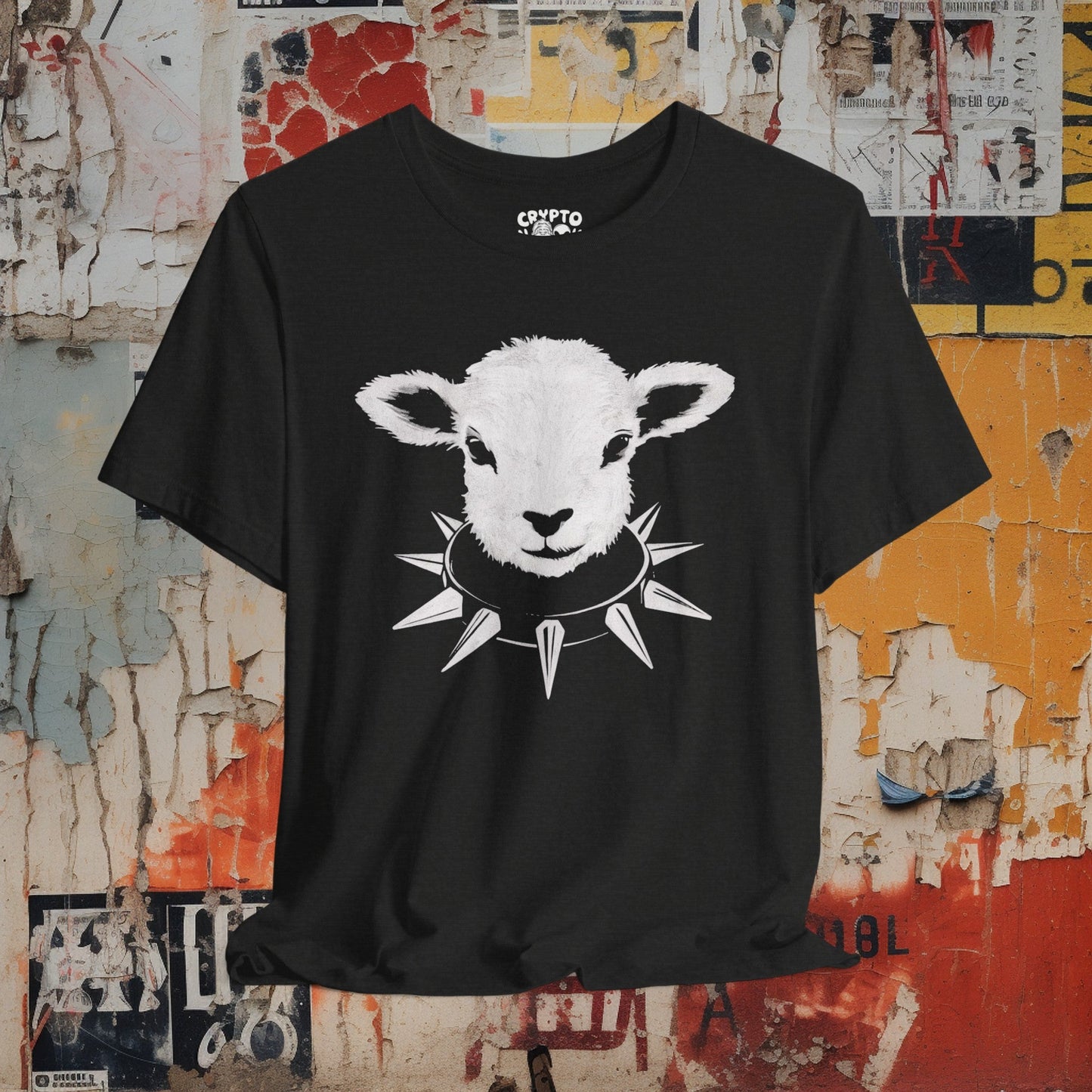 T-Shirt - Lamb With Spiked Collar Head Tee | Bella + Canvas Unisex T-shirt from Crypto Zoo Tees