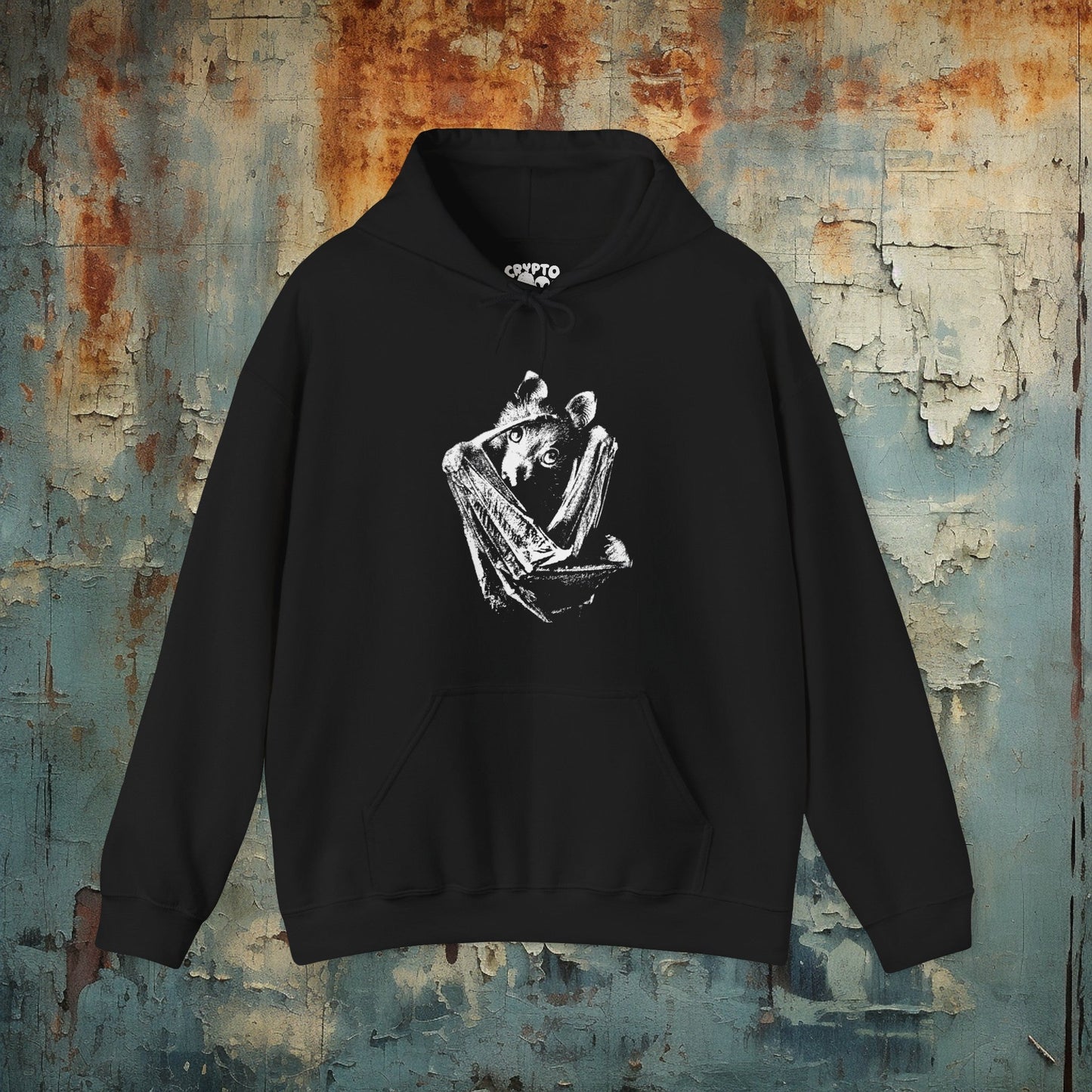 Hoodie - Large Gothic Bat Graphic | Hoodie | Hooded Sweatshirt from Crypto Zoo Tees