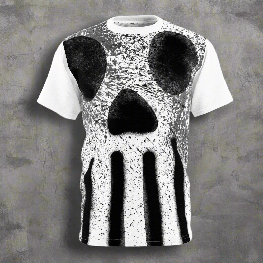 All Over Prints - Large Skull Spray Paint Graffiti Shirt, Punk Graphic T-Shirt, Edgy Large Graphic Skull Tee, Streetwear Punk Shirt, Graffiti Art Shirt from Crypto Zoo Tees