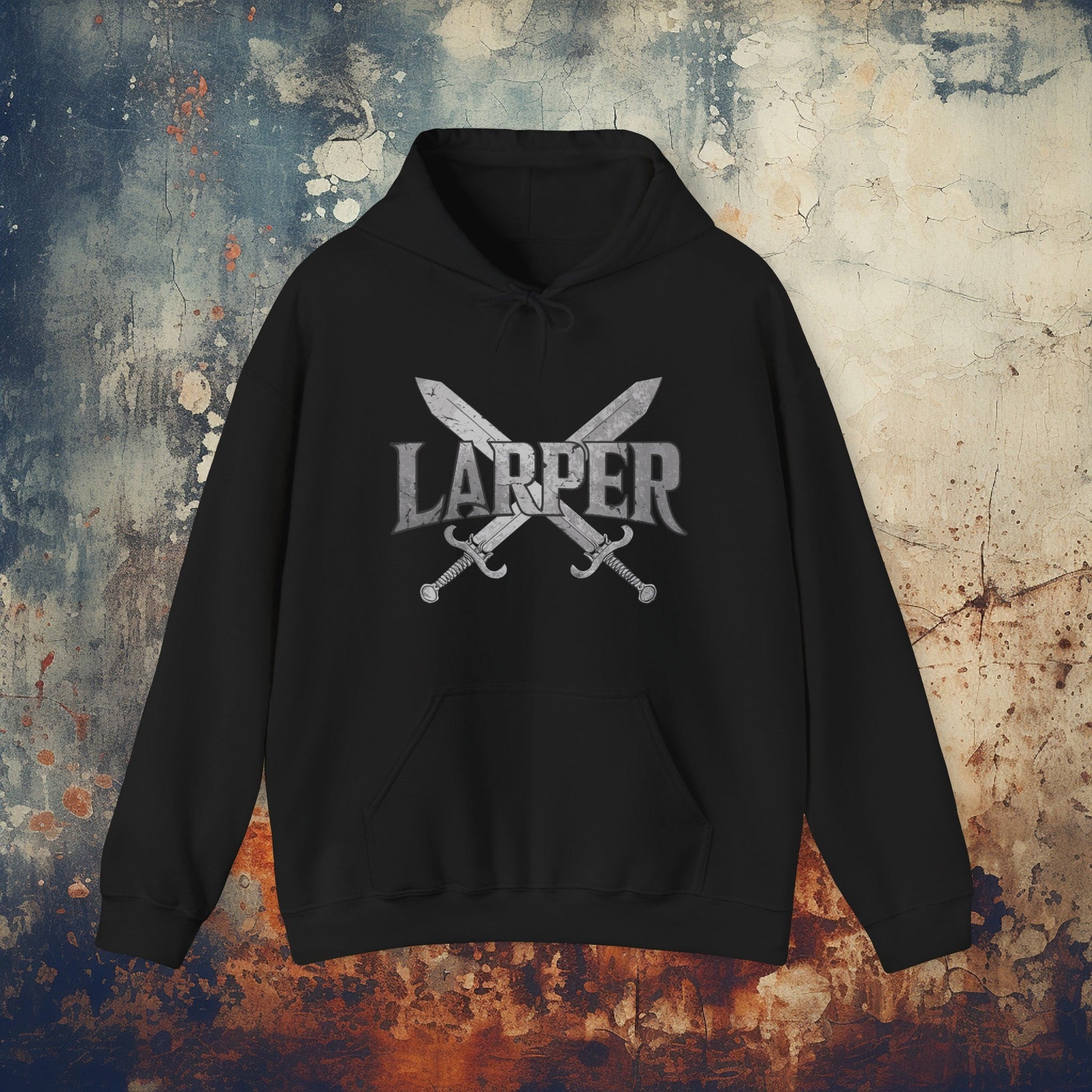 Hoodie - Larper with Crossed Swords | Hoodie | Hooded Sweatshirt from Crypto Zoo Tees