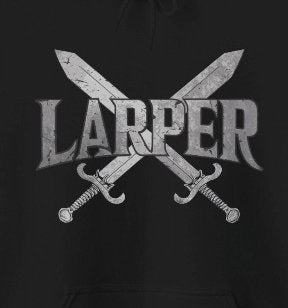 Hoodie - Larper with Crossed Swords | Hoodie | Hooded Sweatshirt from Crypto Zoo Tees