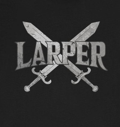 T-Shirt - Larper with Crossed Swords Shirt - Live Action Role Playing Tee - Soft Cotton T-shirt from Crypto Zoo Tees