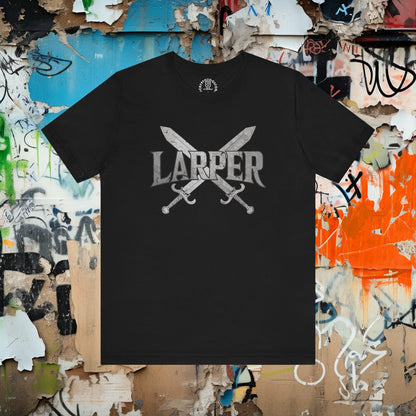 T-Shirt - Larper with Crossed Swords Shirt - Live Action Role Playing Tee - Soft Cotton T-shirt from Crypto Zoo Tees