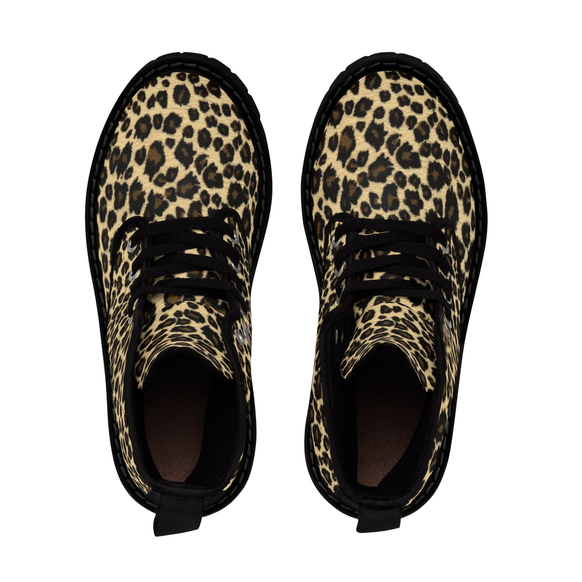 Shoes - Leopard Print Boots | Animal Print Combat Boots | Punk Style Leopard Boots | Women's Fashion Boots | Vegan Leather Leopard Ankle Boots | Eco - Friendly from Crypto Zoo Tees