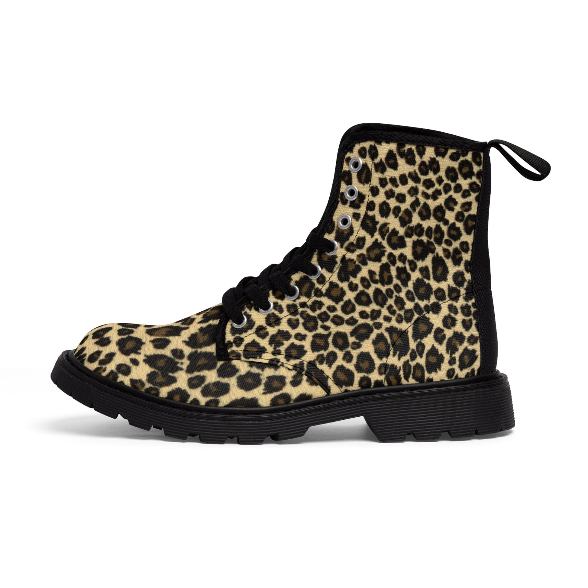 Shoes - Leopard Print Boots | Animal Print Combat Boots | Punk Style Leopard Boots | Women's Fashion Boots | Vegan Leather Leopard Ankle Boots | Eco - Friendly from Crypto Zoo Tees