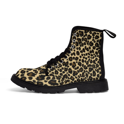 Shoes - Leopard Print Boots | Animal Print Combat Boots | Punk Style Leopard Boots | Women's Fashion Boots | Vegan Leather Leopard Ankle Boots | Eco - Friendly from Crypto Zoo Tees