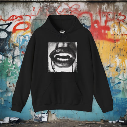 Hoodie - Lipstick Vampire Teeth | Hoodie | Hooded Sweatshirt from Crypto Zoo Tees