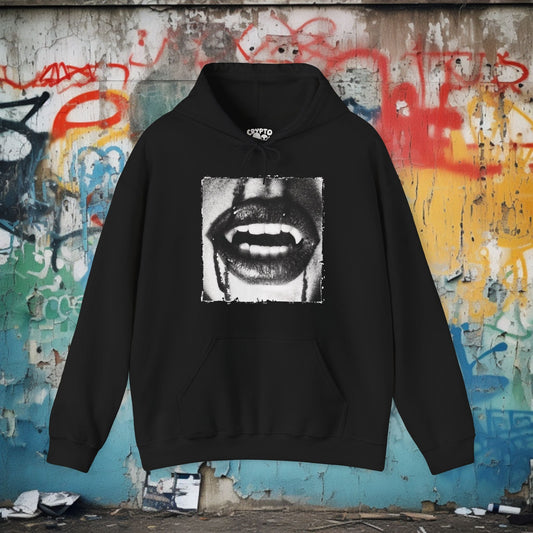 Hoodie - Lipstick Vampire Teeth | Hoodie | Hooded Sweatshirt from Crypto Zoo Tees