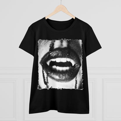 T-Shirt - Lipstick Vampire Teeth | Women's T-Shirt | Cotton Ladies Tee from Crypto Zoo Tees