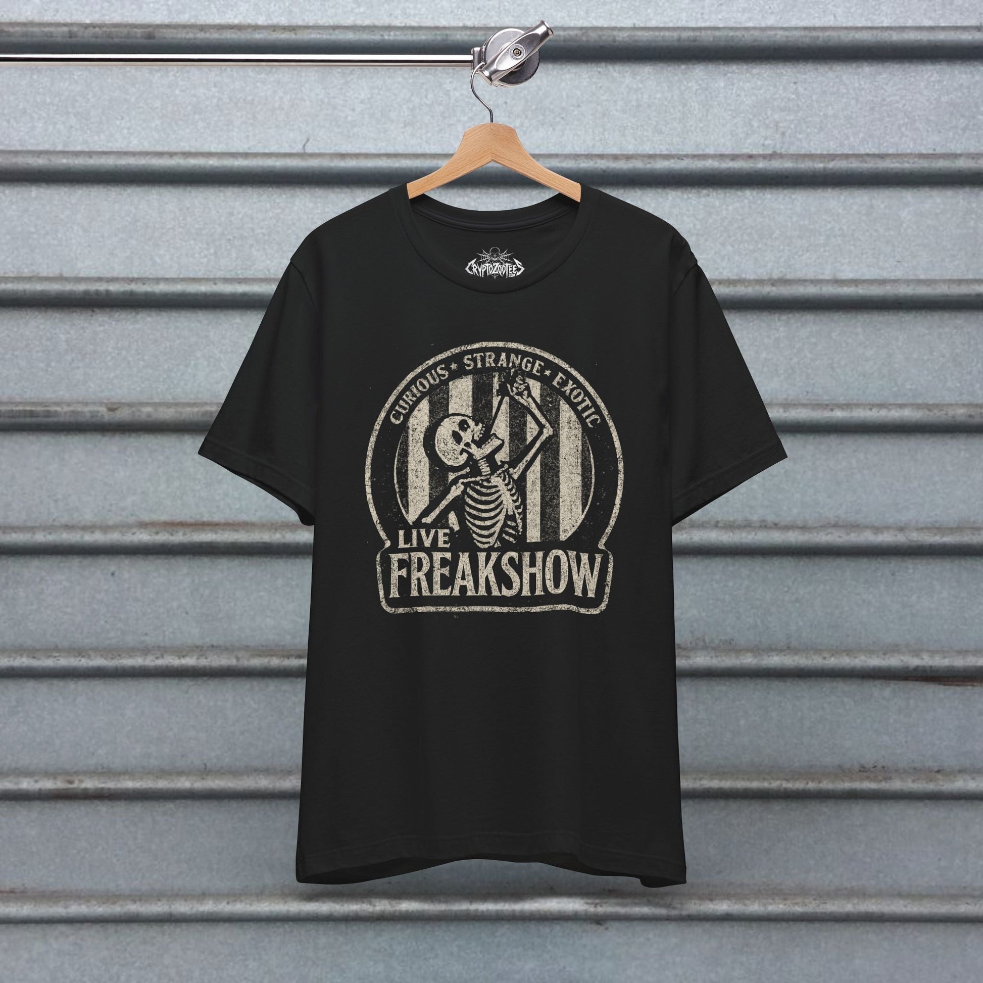 T-Shirt - Live Freakshow | Skulls & Skeletons, Horror | Unisex Shirt, Ladies Tee, Tank Top, Long Sleeve, Sweatshirt, Hoodie from Crypto Zoo Tees