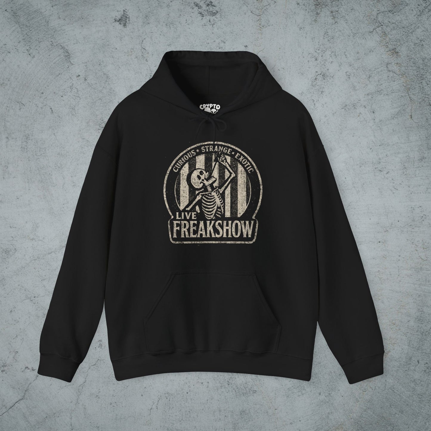 T-Shirt - Live Freakshow | Skulls & Skeletons, Horror | Unisex Shirt, Ladies Tee, Tank Top, Long Sleeve, Sweatshirt, Hoodie from Crypto Zoo Tees