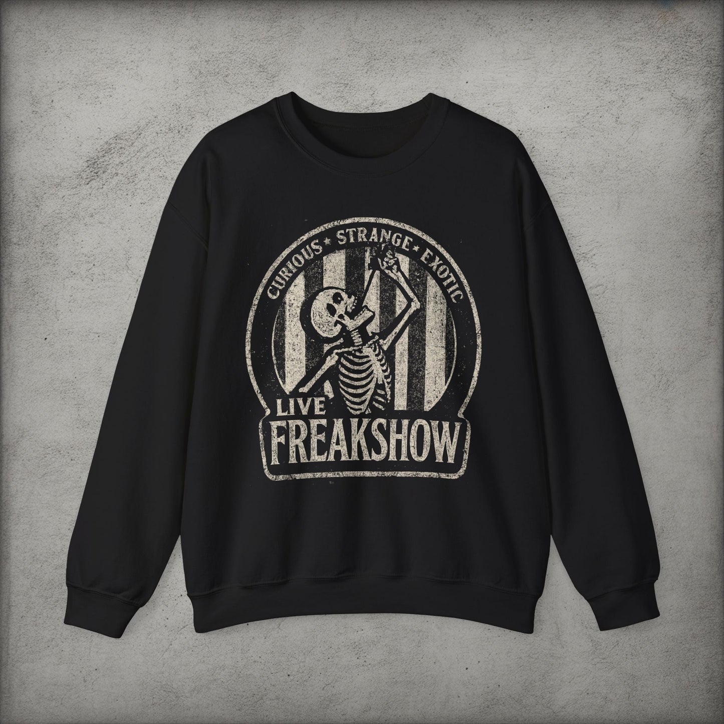 T-Shirt - Live Freakshow | Skulls & Skeletons, Horror | Unisex Shirt, Ladies Tee, Tank Top, Long Sleeve, Sweatshirt, Hoodie from Crypto Zoo Tees