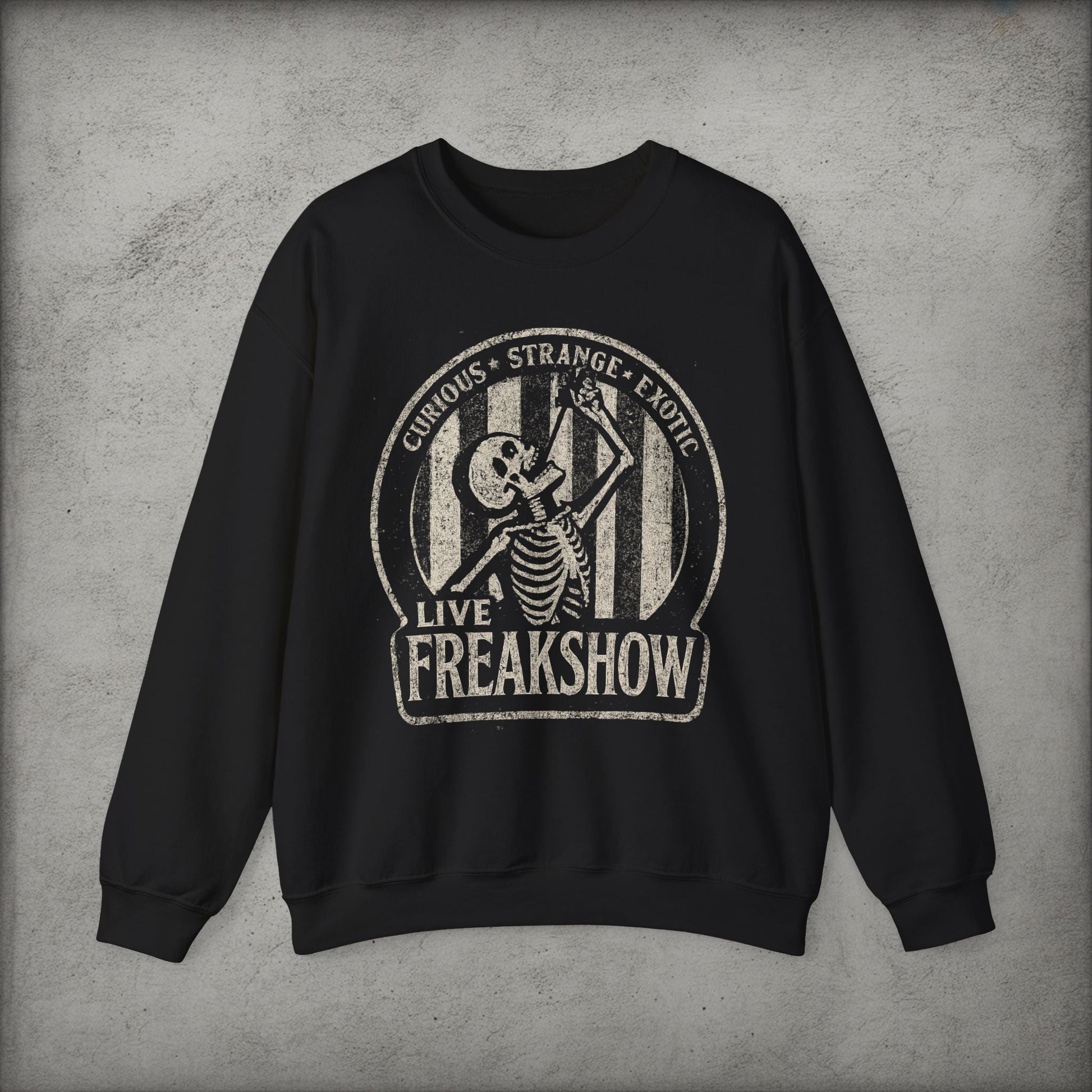 T-Shirt - Live Freakshow | Skulls & Skeletons, Horror | Unisex Shirt, Ladies Tee, Tank Top, Long Sleeve, Sweatshirt, Hoodie from Crypto Zoo Tees