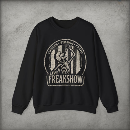 T-Shirt - Live Freakshow | Skulls & Skeletons, Horror | Unisex Shirt, Ladies Tee, Tank Top, Long Sleeve, Sweatshirt, Hoodie from Crypto Zoo Tees