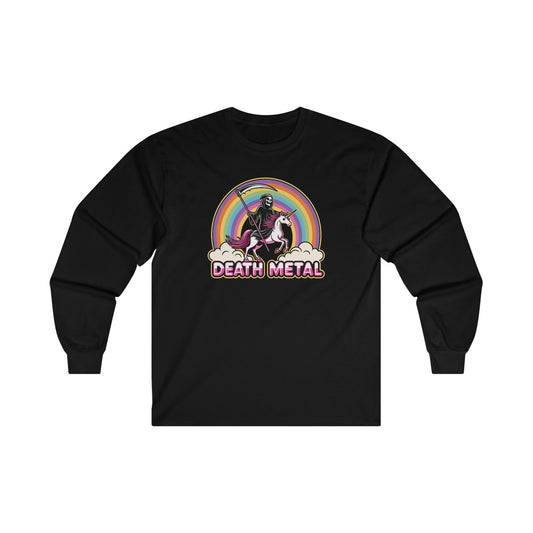 Long - sleeve - Long Sleeve T-shirt: Death Metal Rainbow Unicorn | Long Sleeve T-shirt from Crypto Zoo Tees